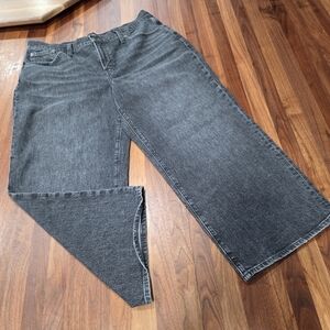 Madewell Perfect Vintage Wide Leg Crop Jeans Black Size 32P